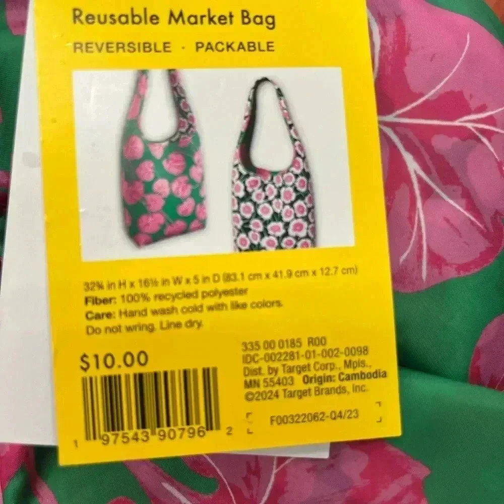 NWT DVF Diane von Furstenberg x Target Poppy Geranium Reversible Reusable Bag - Picture 7 of 7